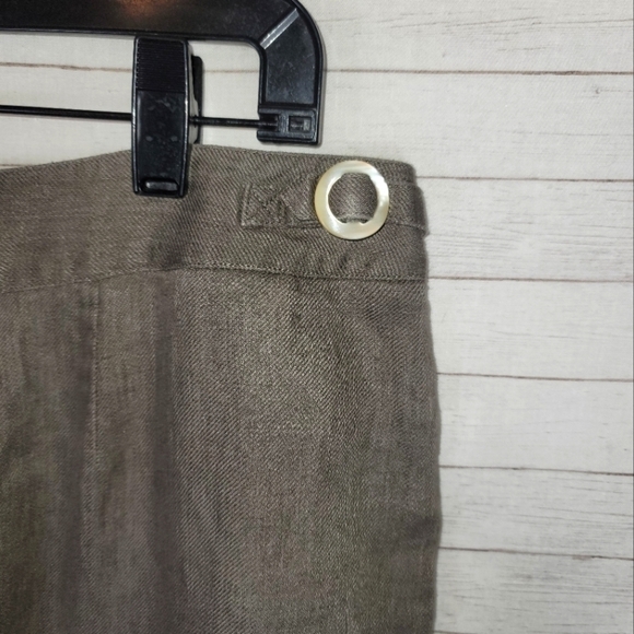 J. Jill 100% Linen Wide Leg Crop Trousers in Taupe Brown, sz 16 - Picture 7 of 10